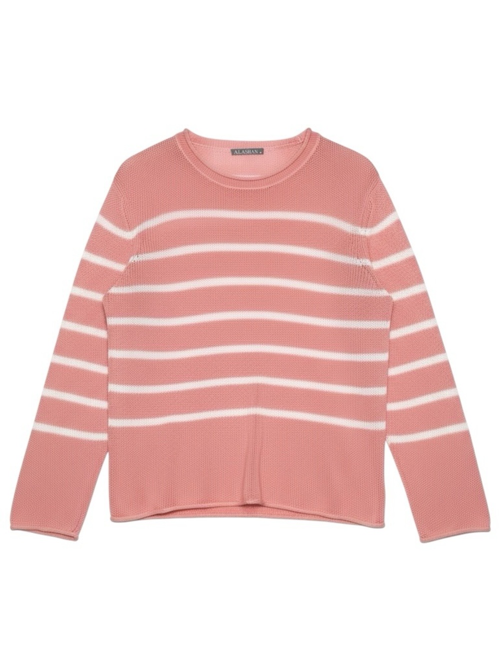 Alashan Cotton Cashmere Roll Neck Pink White
Stripe Lightweight Sweater Medium